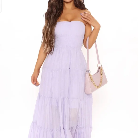 lavender dress flowy Lavender Sheer Organza Maxi Dress